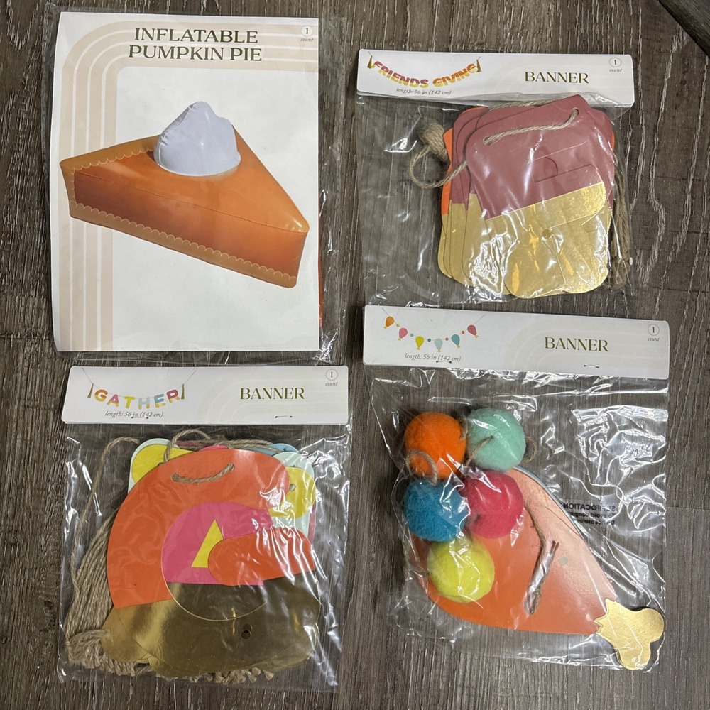Target Thanksgiving Friendsgiving Decorations Inflatable Pumpkin Pie & 3 Banners